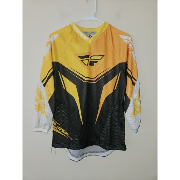 Fly Racing Motocross Jersey Yellow Black Youth Size Large - Picture 1 of 10
